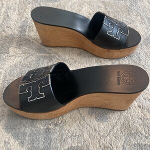 Tory Burch Black Wedge Slides